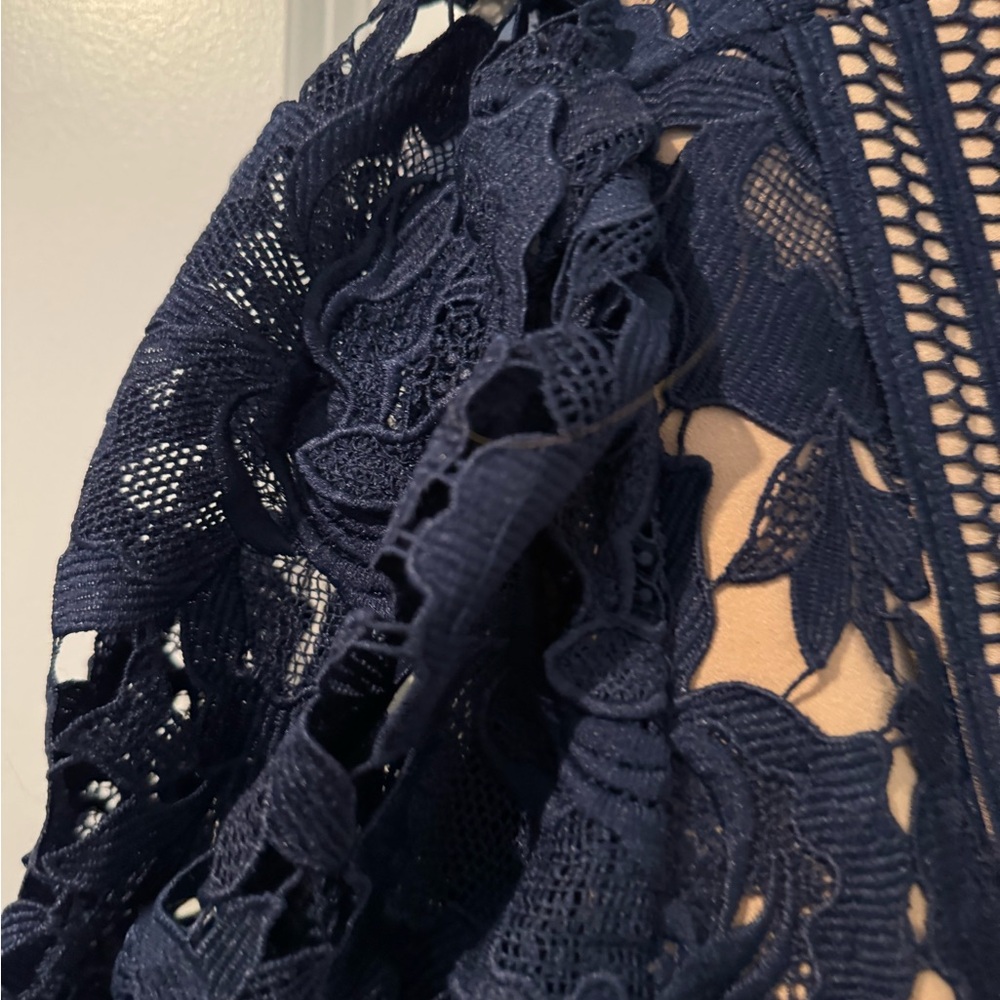 Adelyn Rae Navy Floral Lace Mini Dress - Picture 11 of 16